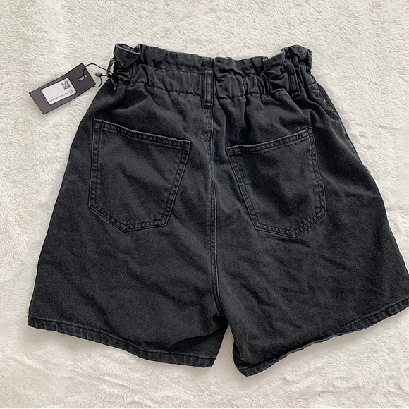 DYNAMITE | Black denim paper bag shorts - Picture 2 of 6